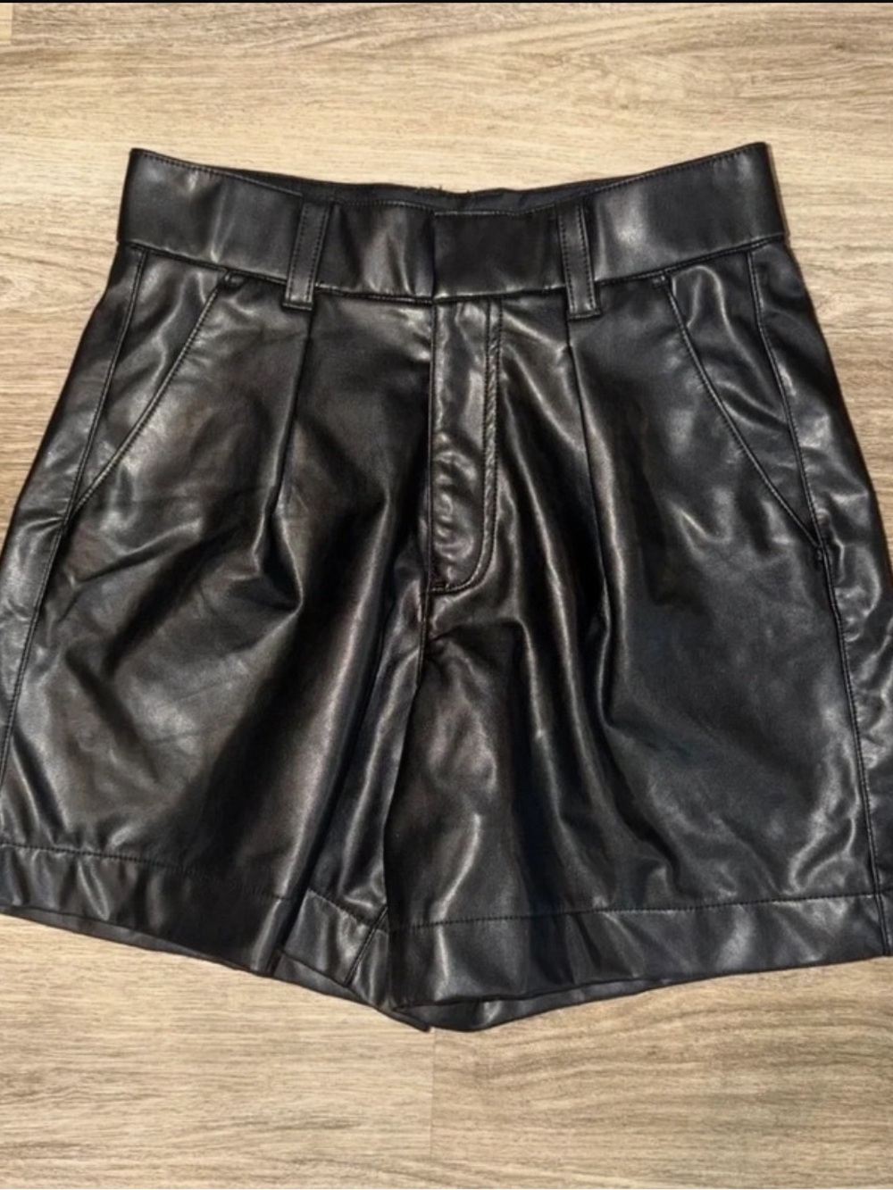 Abercrombie & Fitch Black Faux Leather High-Waist Shorts